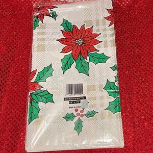 BETTER HOME CHRISTMAS 52" X 90" TABLECLOTH ~ WIPES CLEAN WATERPROOF PLASTIC